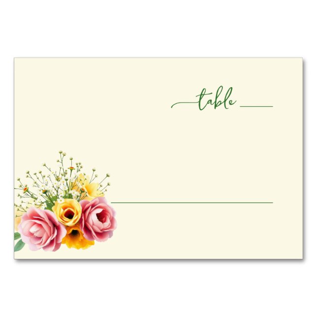 Serene Pastel Floral Bouquet Bordsnummer (Framsidan)