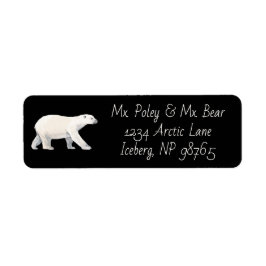 Serene Polar Bear on Black Returadress Etikett