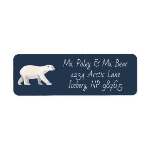 Serene Polar Bear på Midnight Blue Returadress Etikett