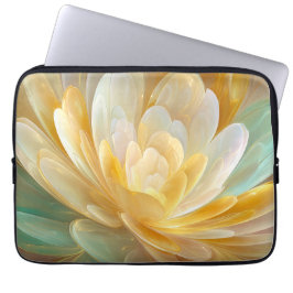 Serene Radiance of Golden and Aqua Petal Layers Laptop Fodral