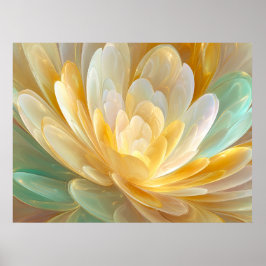 Serene Radiance of Golden and Aqua Petal Layers Poster
