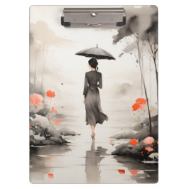  Serene Rainy Path Art with Floral Accents