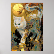 Serene Rinpa Cat | Japanska Guld Zen