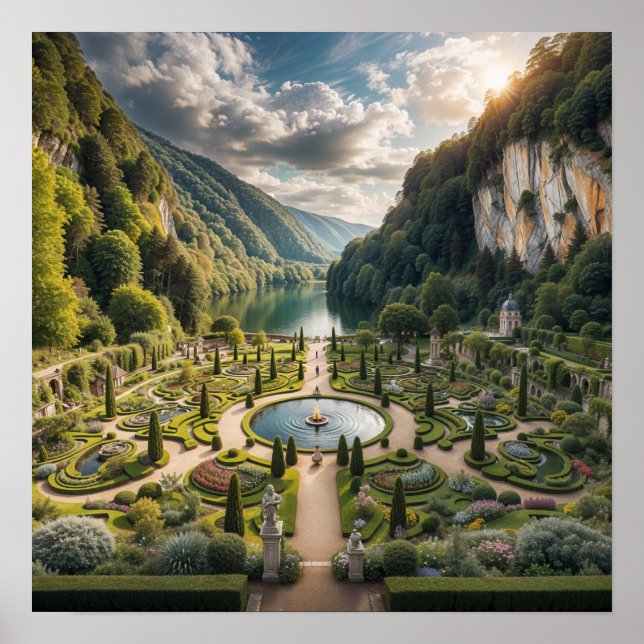 Serene River Garden - Naturens Majestät och Elegan Poster (Framsidan)