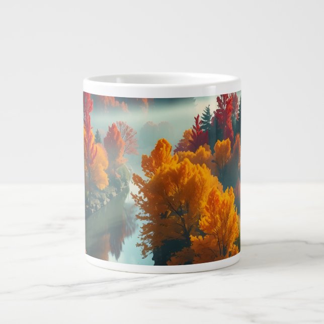 Serene River Shore Reflection Nature Art Jumbo Mugg (Framsidan)