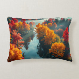 Serene River Shore Reflection Nature Art Prydnadskudde