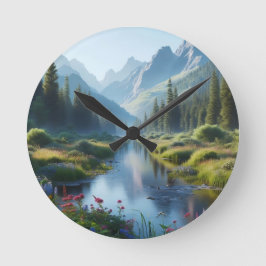 Serene River Valley Rund Klocka