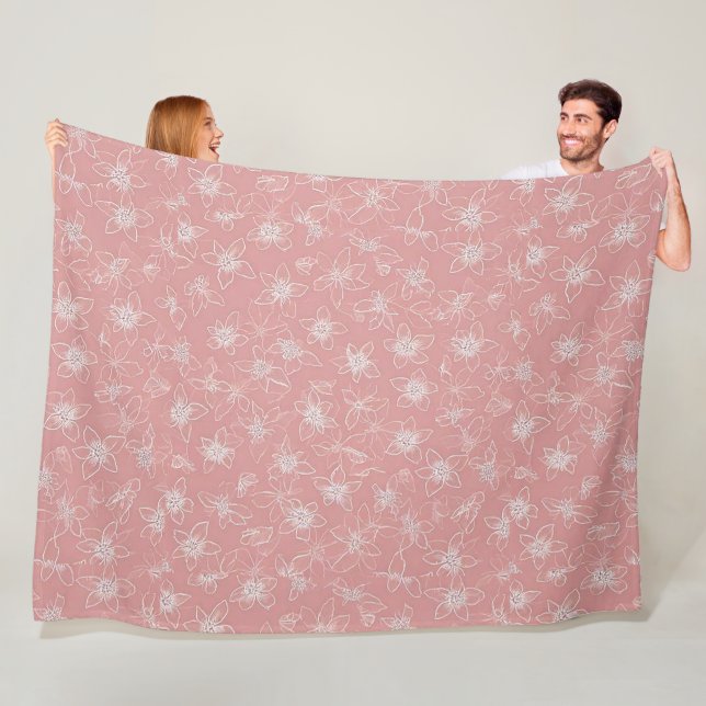Serene  Rosa Blommigt Blanket Fleecefilt (På plats)