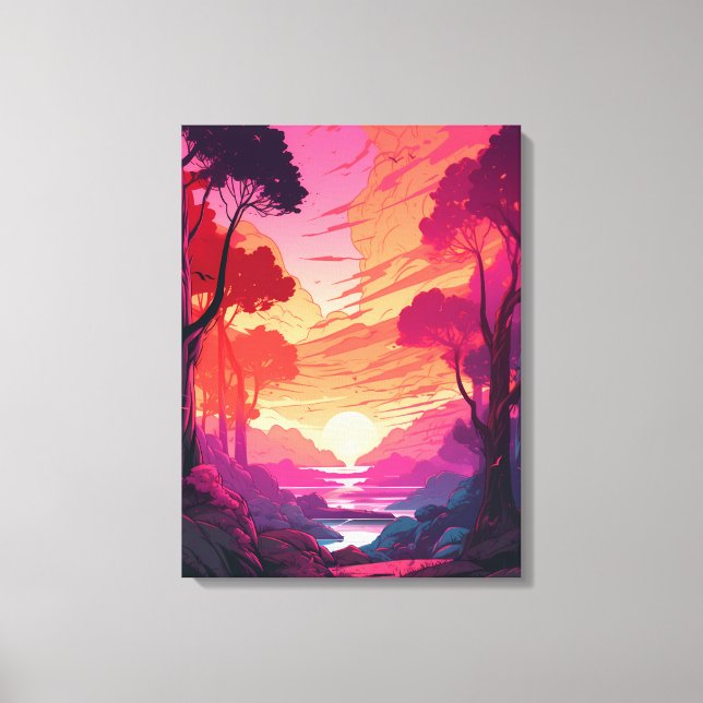 Serene Rosa Sunset: Stretched Kanvastryck (Framsida)