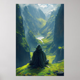 Serene Ruggad Man Poster ut utomhus