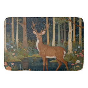 Serene Rustic hjort boho woodland forest greenery Badrumsmatta
