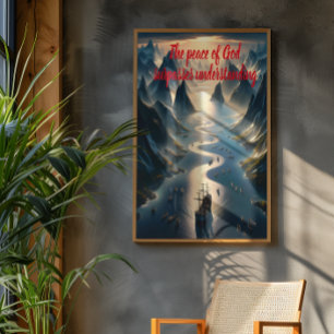 Serene Sail: Boat, Vatten, bergen Poster