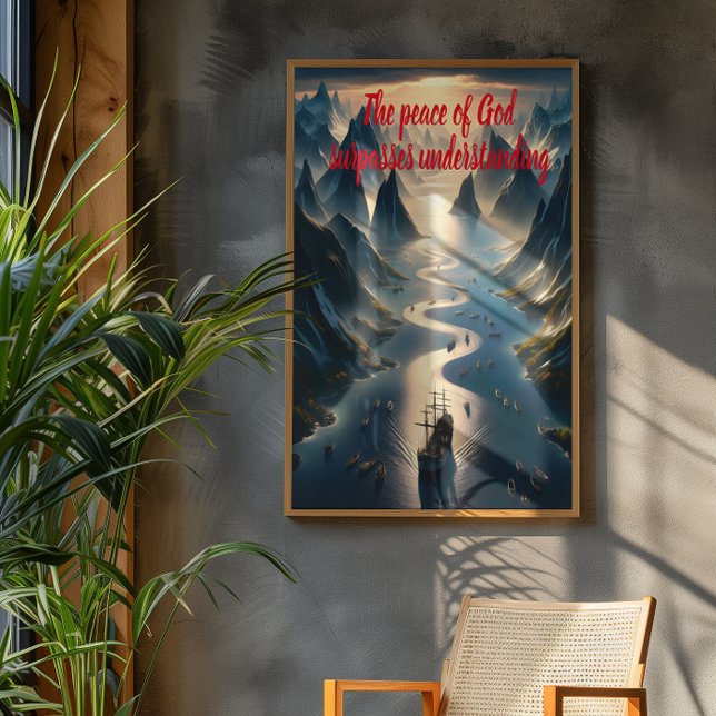 Serene Sail: Boat, Vatten, bergen Poster (Skapare uppladdad)
