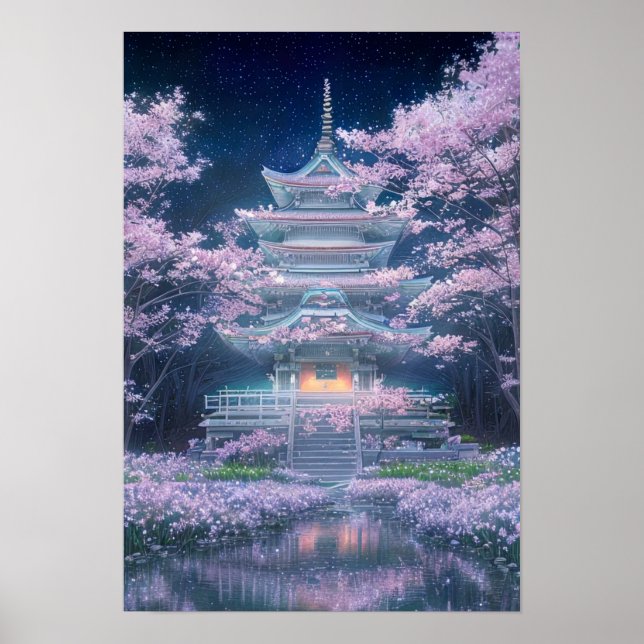 Serene Sakura Temple Poster (Framsidan)
