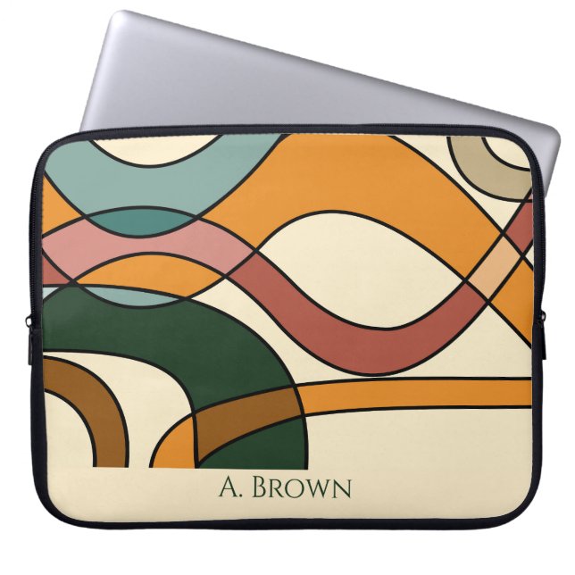 Serene Savanna Gentle Abstract Earthy Monogram Laptop Fodral (Framsidan)