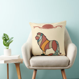 Serene Savanna Kind Lion Abstract Modern Earthy Kudde