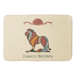 Serene Savanna Kind Lion Custom Name Bath Mat Badrumsmatta