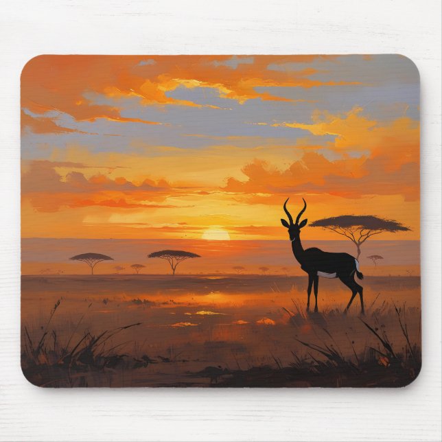 Serene Savannah Sunset – Wildlife Landscape Art Musmatta (Framsidan)