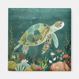 Serene Sea Turtle: Underwater Oasis Magnet