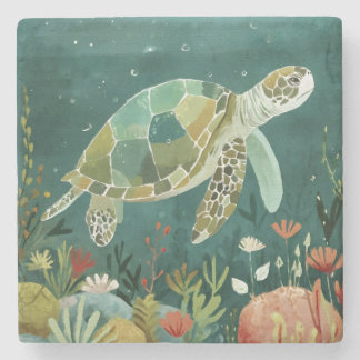 Serene Sea Turtle: Underwater Oasis Stenunderlägg