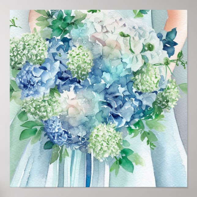 Serene Seafoam, Möhippa Cascading Bouquet 1 Poster (Framsidan)