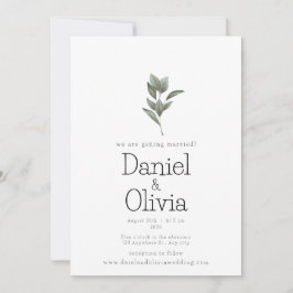 Serene Simplicit: Vit och Grönt Blommigt Bröllop Inbjudningar