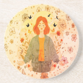 Serene Sip - Feminine Art Coaster Underlägg