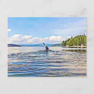 Serene Sjö Kayak Canoe Photo Postcard Vykort