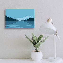 Serene Sjö med bergslandskap - minimalistisk Poster