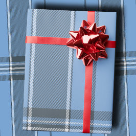 Serene Sky Blue and Slate Winter Tartan Plaid Presentpapper