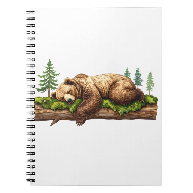 Serene Sleeping Bear Woodland Nature Journal Anteckningsbok (Framsidan)