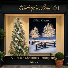 Serene snowy landscape illuminated by lit trees kort