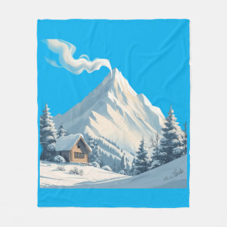 Serene Snowy Mountain Cabin T-Shirt Fleecefilt