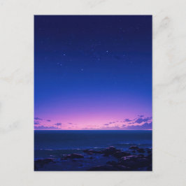 Serene Starry Night Sea Horizon Vykort