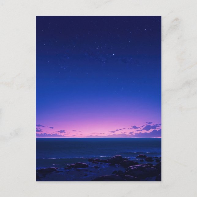 Serene Starry Night Sea Horizon Vykort (Framsida)