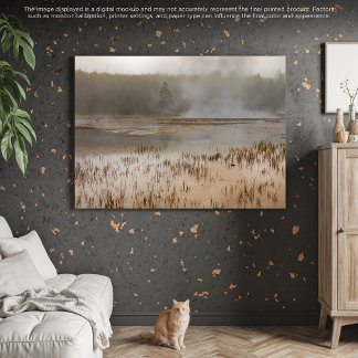 Serene Steam: En fredlig gulstolpe Canvastryck