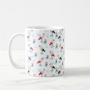 Serene Stork Sanctuary - Elegant Pond Scene Kaffemugg