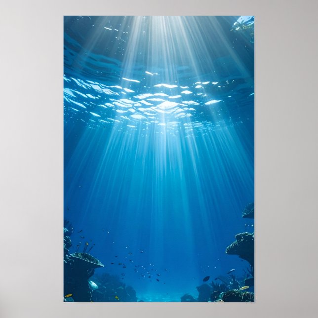 Serene Sunlit Coral Reef Poster (Framsidan)