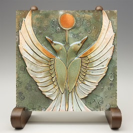 Serene Sunrise - Abstrakt Winged Ceramic Tile Kakelplatta
