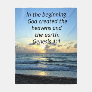 SERENE SUNRISE GENESIS 1:1 PHOTO SCRIPTURE FLEECEFILT