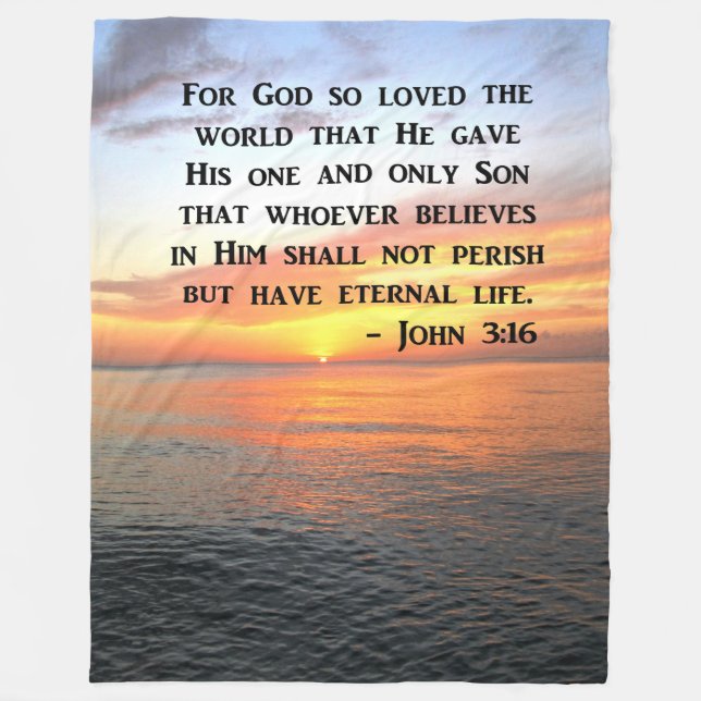 SERENE SUNRISE JOHN 3:16 PHOTO DESIGN FLEECEFILT (Framsidan)