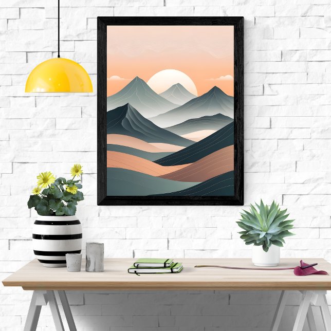 Serene Sunrise over Misty Mountains Poster (Skapare uppladdad)