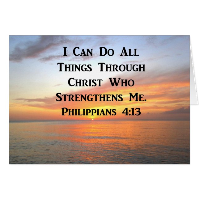 SERENE SUNRISE PHILIPPIANS 4:13 PHOTO SCRIPTURE HÄLSNINGSKORT (Framsidan Horizontal)