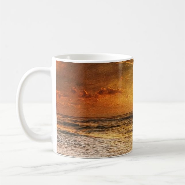 Serene Sunset Beach - Tranquil Coastal Charm Kaffemugg (Vänster)