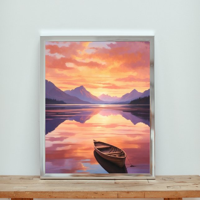 Serene Sunset Canoe Ride Fototryck (Skapare uppladdad)
