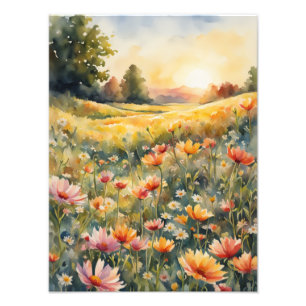 Serene Sunset Flower Fält Fototryck