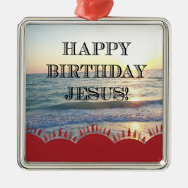 Serene Sunset over Ocean Grattis på födelsedagen J Julgransprydnad Metall