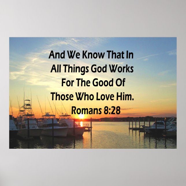 SERENE SUNSET ROMANS 8:28 BIBLE VERSE POSTER (Framsidan)