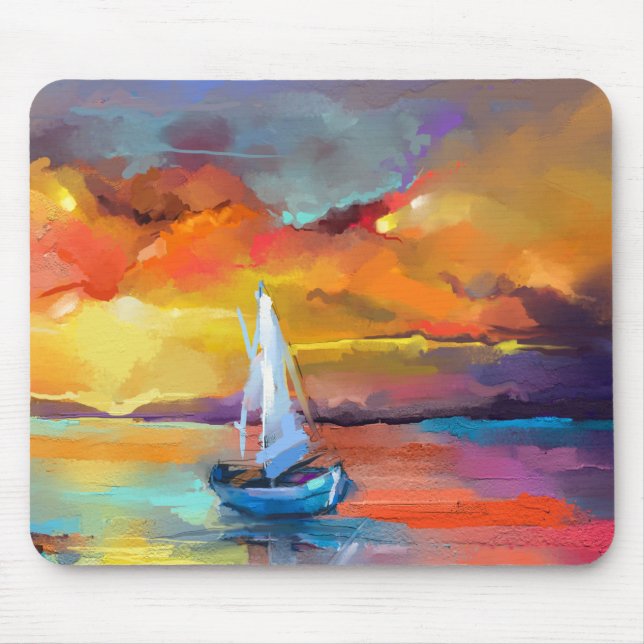 Serene Sunset Sailboat Art Musmatta (Framsidan)