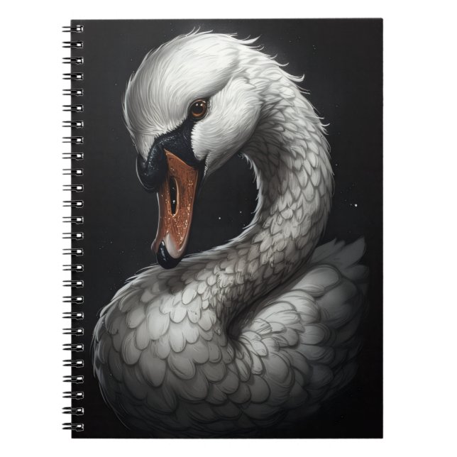 "Serene Swan" Floral Art Spiral Notebook Anteckningsbok (Framsidan)